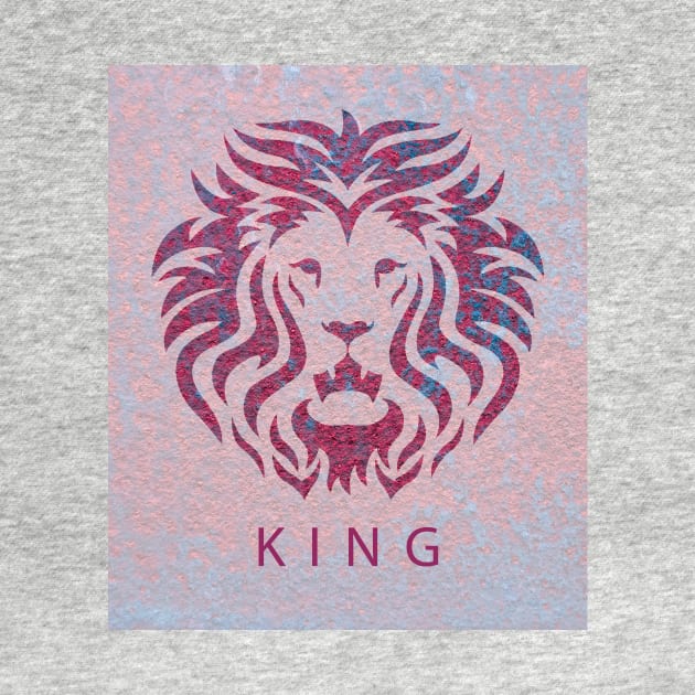 'KING' Lion Head - Fuchsia by sleepingdogprod